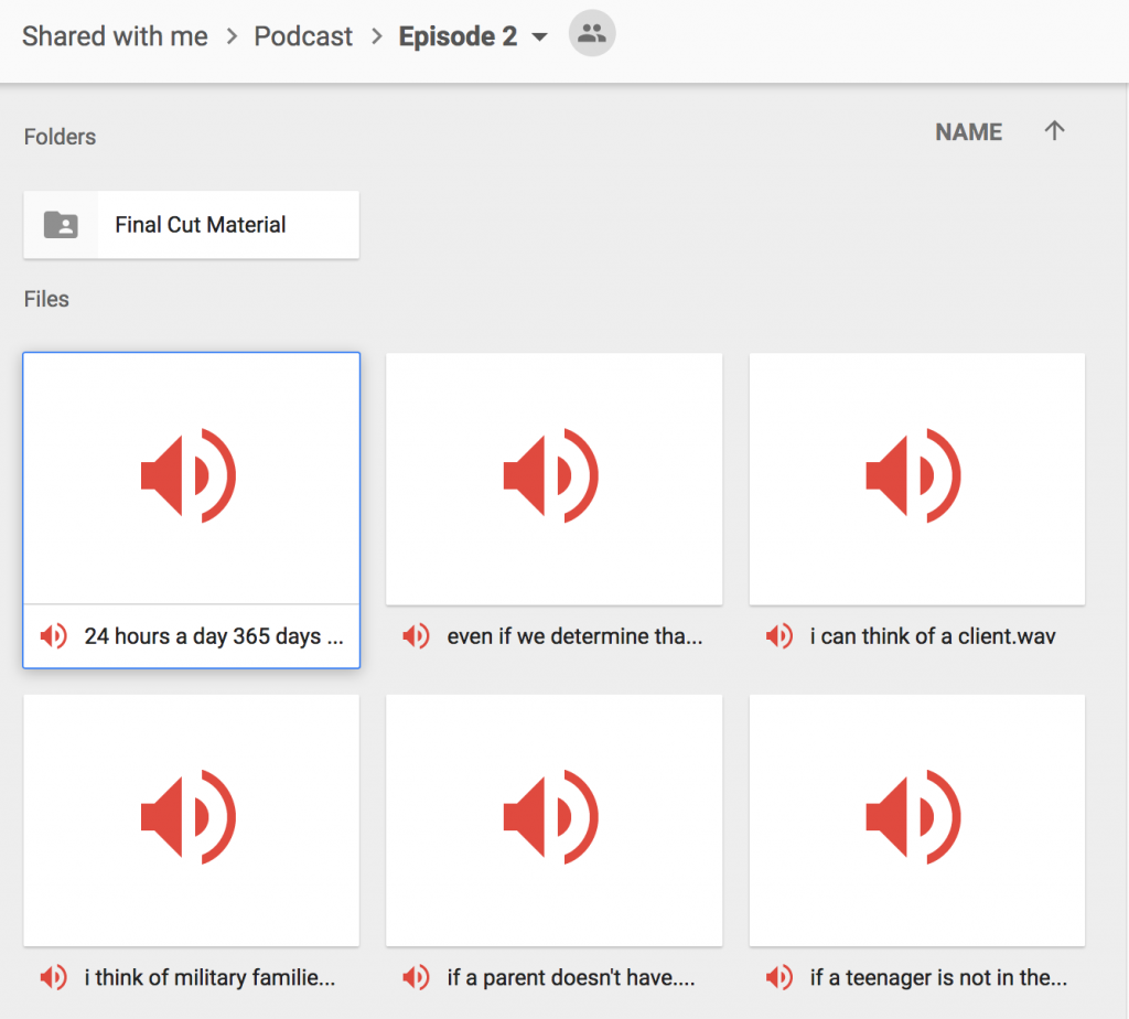 When you work on a podcast as a team, set up a shared workspace and repository for files.